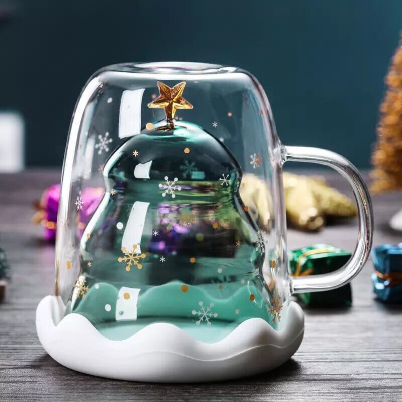 Taza de Vidrio de Doble Pared Navideña 250 ml - TRESSO® 