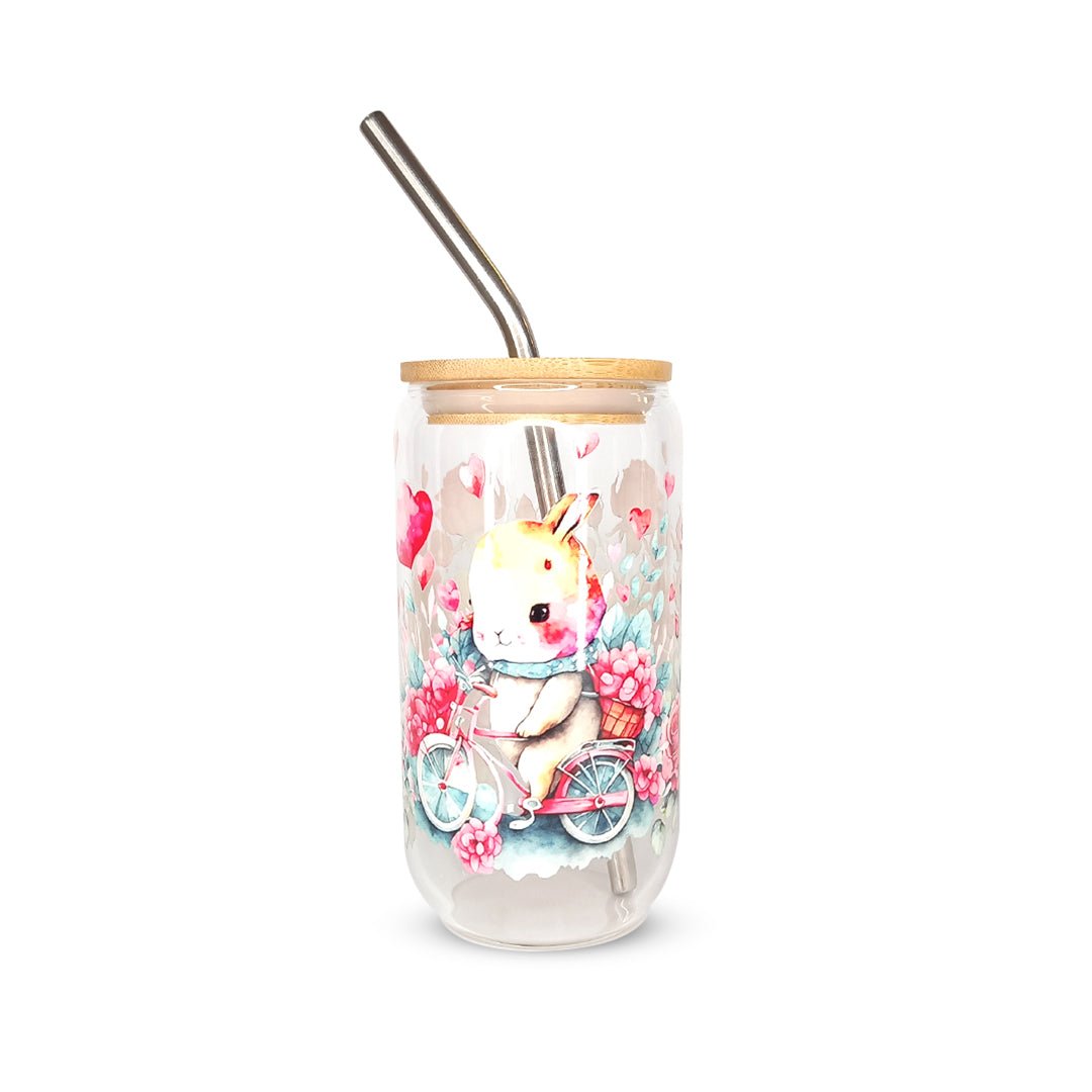 Pack 4 vasos de cristal sublimados diferentes diseños 320ml con popote - TRESSO®