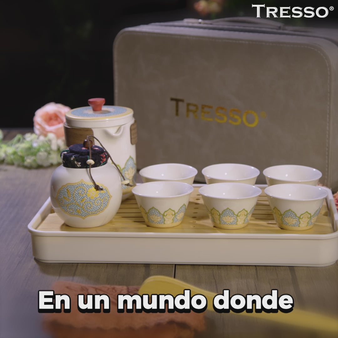Set de tetera de cerámica portátil estilo chino (12 piezas)