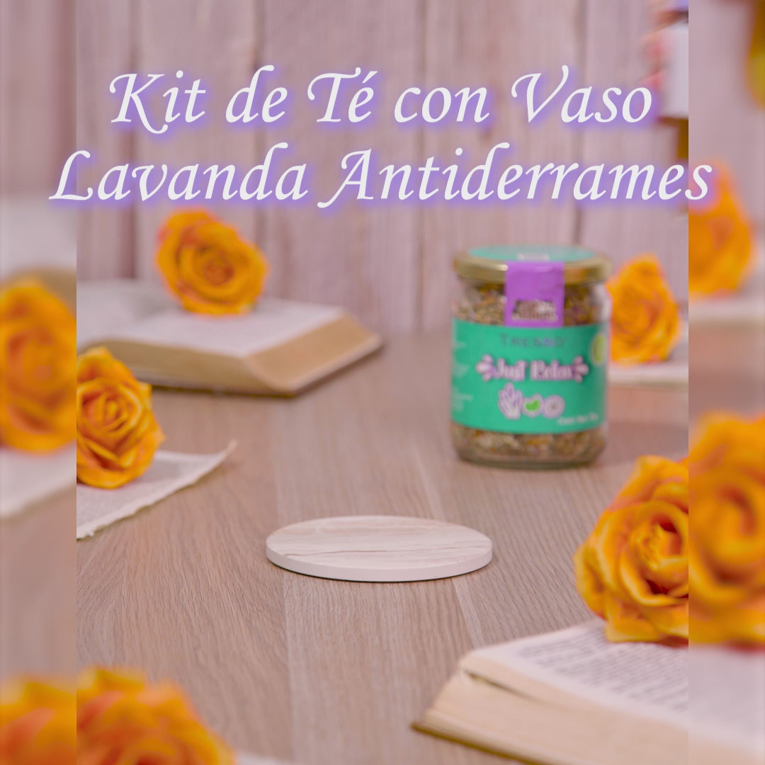 Kit de Té con vaso lavanda antiderrames